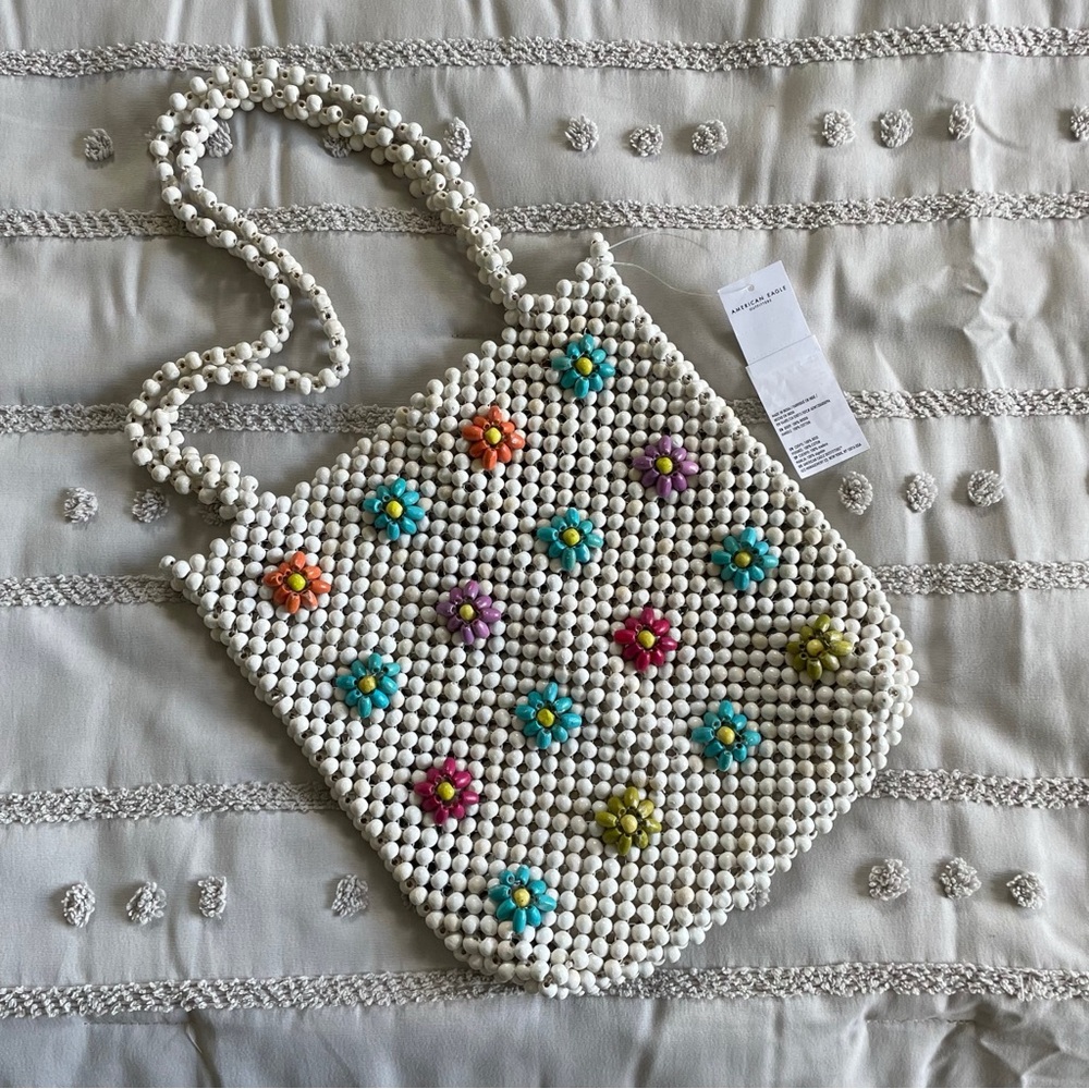 American Eagle Beaded Floral Bag